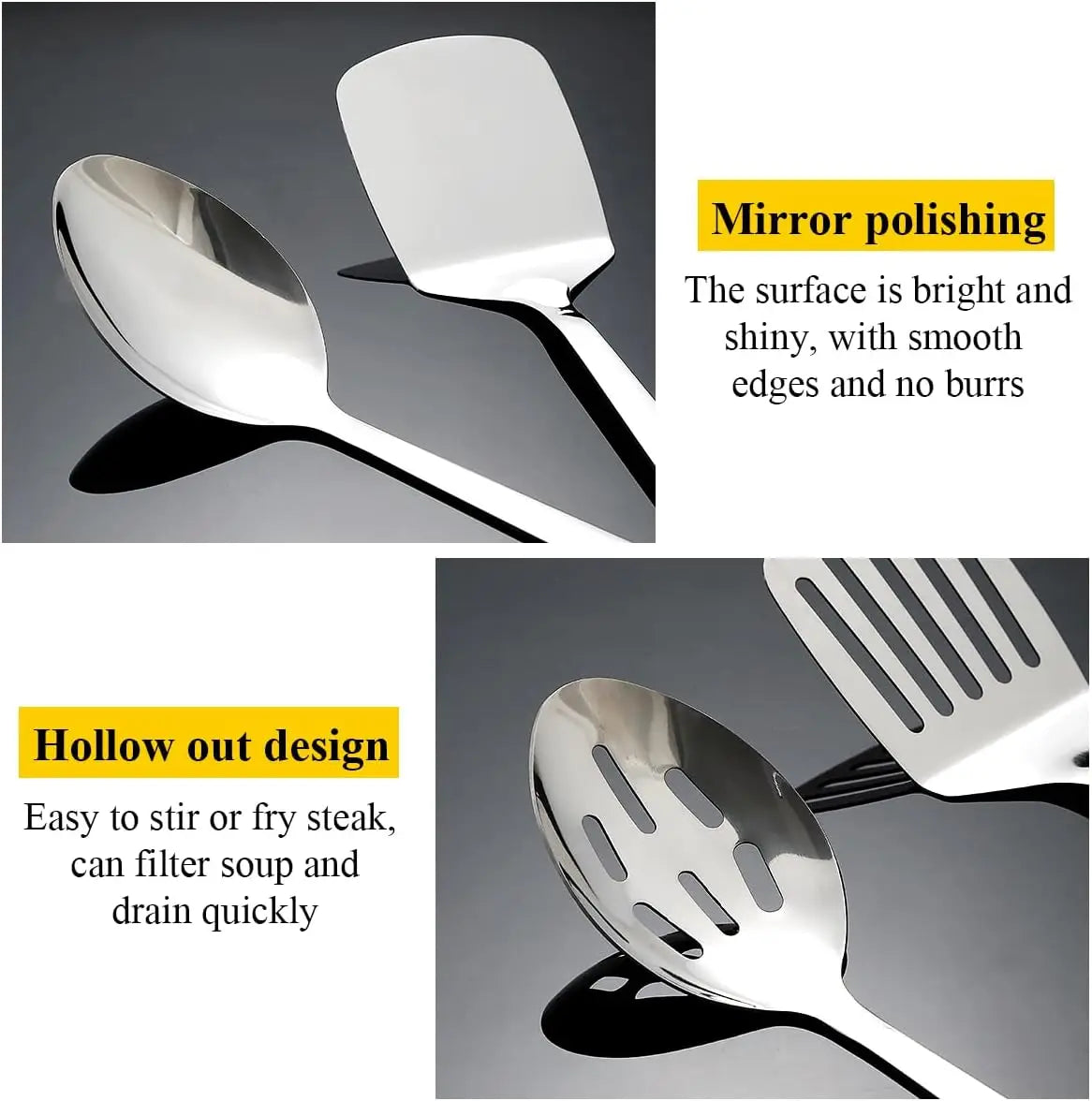 Top Quality Stainless Steel Kitchen Utensils Set 4pcs Spatulas Set Cooking Spoon Food Serving Cooking Utensils Set Kitchen Tool