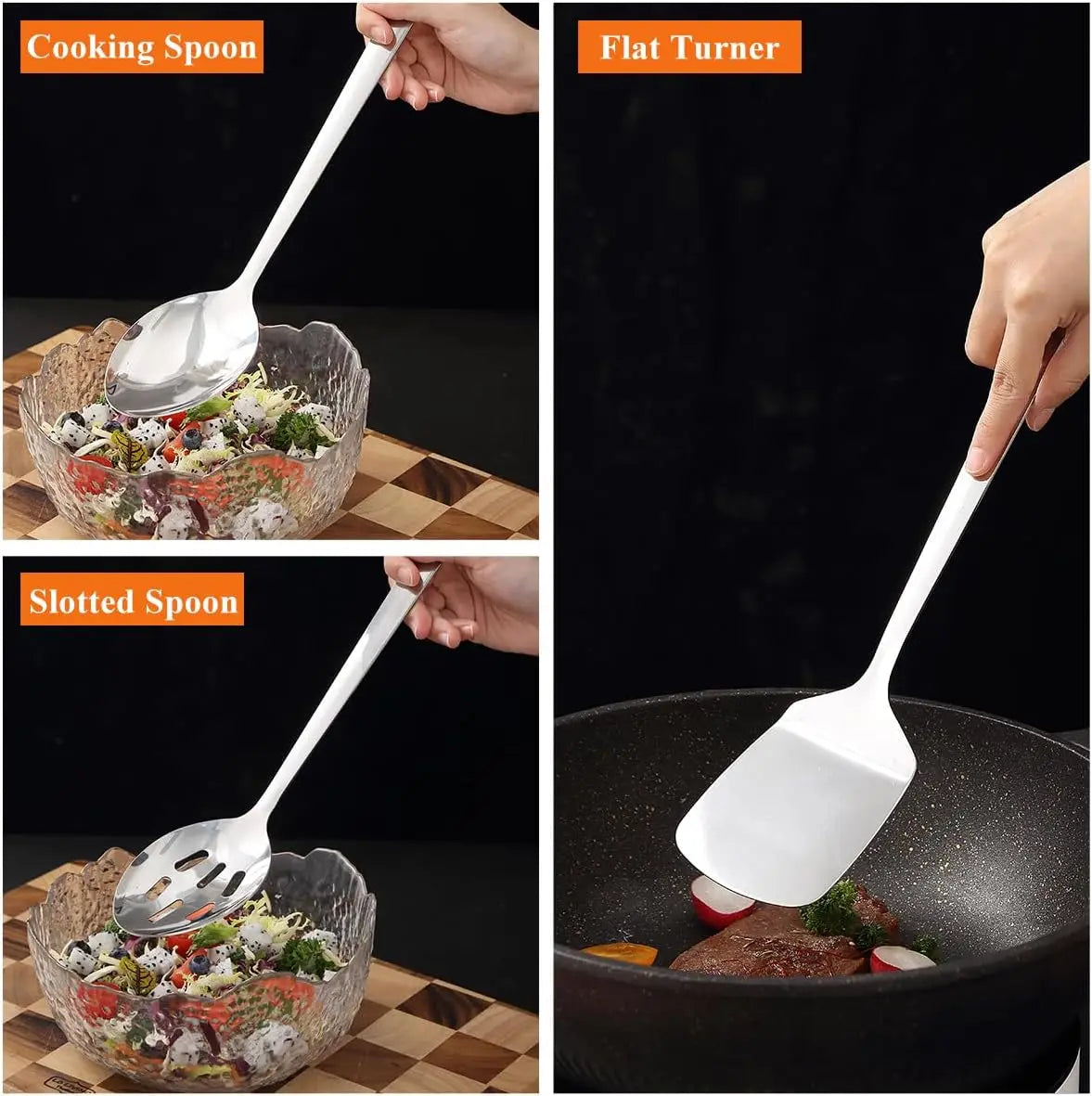 Top Quality Stainless Steel Kitchen Utensils Set 4pcs Spatulas Set Cooking Spoon Food Serving Cooking Utensils Set Kitchen Tool