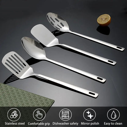 Top Quality Stainless Steel Kitchen Utensils Set 4pcs Spatulas Set Cooking Spoon Food Serving Cooking Utensils Set Kitchen Tool