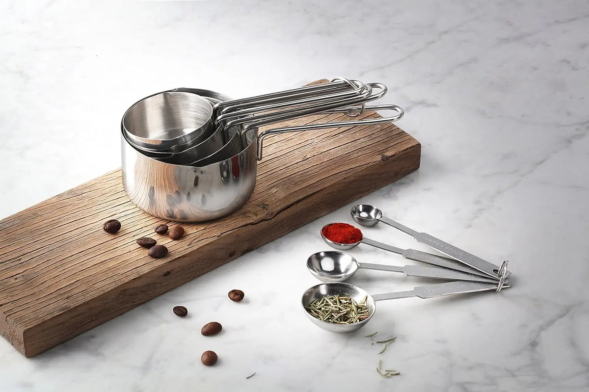 Hot Sale Stainless Steel Measuring Cups and Spoons Set Of 8 Combo for Kitchen Baking Cake Measure Dry or Liquid Ingredients