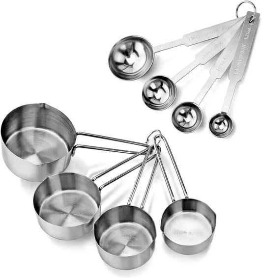 Hot Sale Stainless Steel Measuring Cups and Spoons Set Of 8 Combo for Kitchen Baking Cake Measure Dry or Liquid Ingredients