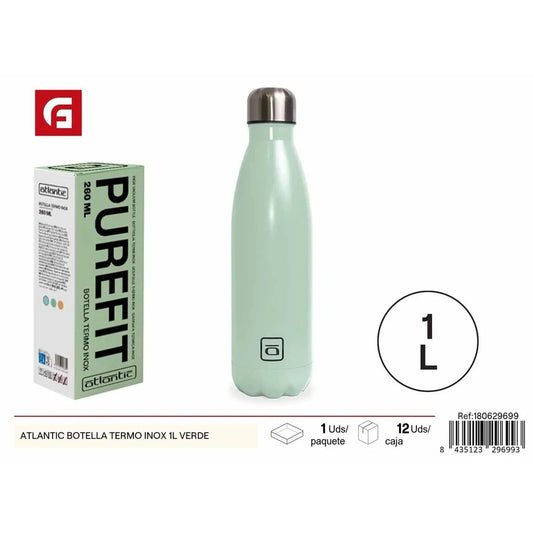1L Green Stainless Steel Thermos Bottle - Kitchen Accessories